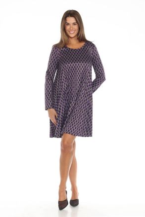 Joseph Ribkoff Womens Geometric Knit Shift Dress In Black/multi