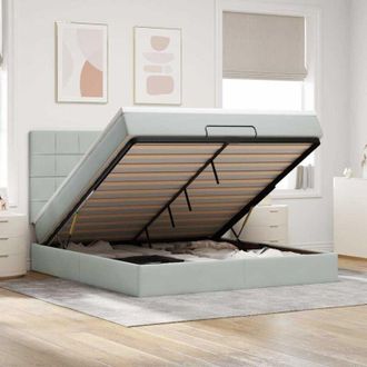 vidaXL Vidaxl - Estructura De Cama Otomana Colchones Terciopelo Gris Claro