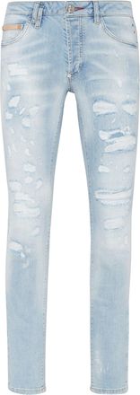 Philipp Plein Denim Trousers Super Straight Cut Studs