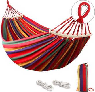 OEM Hamac - Algod&oacute;n Natural 205 X 150 Cm - Carga M&aacute;xima 250 Kg - Para Exterior Jard&iacute;n Camping Interior - Rojo