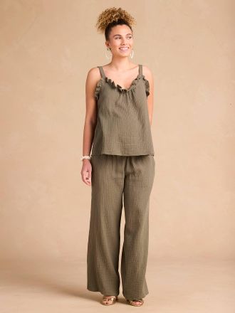 Envie de Fraise Bio-Kollektion: 2-teiliges Musselin-Set f&uuml;r Schwangerschaft und Stillzeit ENVIE DE FRAISE khaki