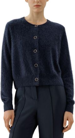 LilySilk Ultra-Soft Brushed Cashmere Cardigan in Navy Blue at Nordstrom, Size X-Small