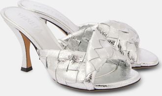 Bottega Veneta Blink Intrecciato 80 metallic leather mules
