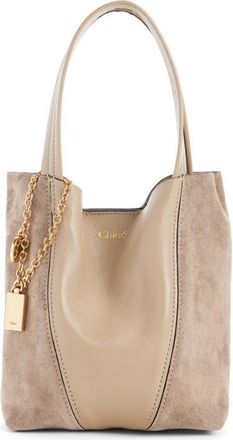 Chlo&eacute; Medium Spin Leather & Suede Tote in Boyish Brown at Nordstrom