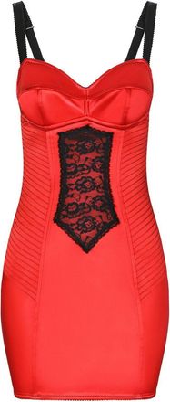 Dolce & Gabbana lace-detail satin minidress - women - Silk/Acetate/Nylon/Spandex/Elastane/Spandex/Elastane - 50 - Red