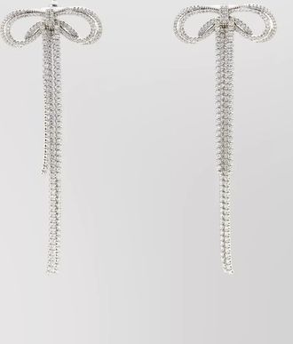 Self Portrait crystal bow dangle earrings rhinestone accents