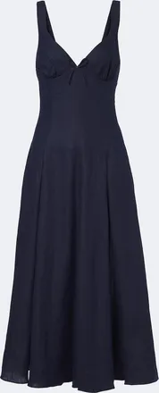 Faithfull The Brand Adalee pleated shirred linen midi dress