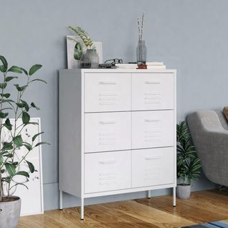 Berkfield Home Drawer Cabinet White 80x35x101.5 cm Steel