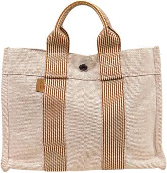 Herm&egrave;s Orange Canvas Tote Bag (Pre-Owned)