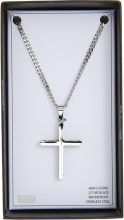 Nordstrom Rack Mens Waterproof Edge Cross Pendant Necklace in Black- Stainless at Nordstrom Rack