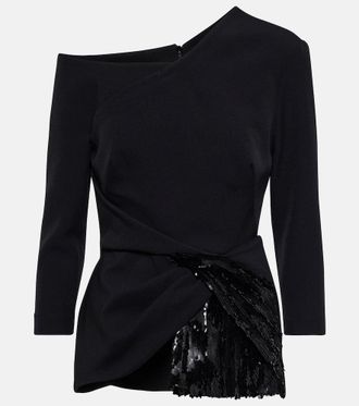 SAFiYAA Juah sequined asymmetric crêpe top