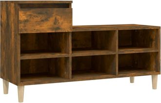 vidaXL Vidaxl - Mueble Zapatero Madera Contrachapada Roble Ahumado 102x36x60 Cm