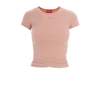 Diesel T-Shirts, female, Pink, Size: XS Oval D T-shirt