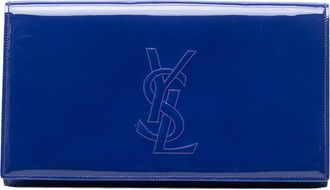 Saint Laurent Pre-owned Womens Patent Belle Du Jour Clutch - Blue Leather - One Size