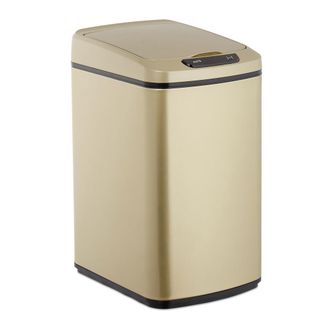 Relaxdays Relaxdays - Cubo De Basura, Sensor De Apertura, Contenedor Rectangular, Para Ba&ntilde;o & Cocina, 12 L, 1 Ud., Dorado