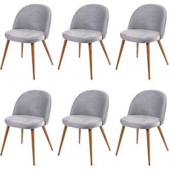 Hhg Set 6x sedie poltroncine 097 design retro anni 50 trapuntate metallo velluto grigio