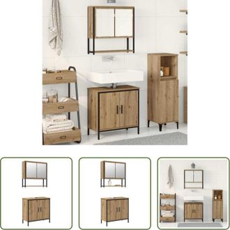 vidaXL vidaXL Armadietto lavandino - Set di mobili per il bagno 2 pcs Marrone Legno multistrato