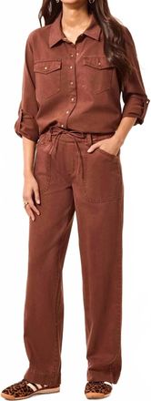 Tribal Womens Audrey Flowy Wide Leg Pull-On Pants In Rustic Brown