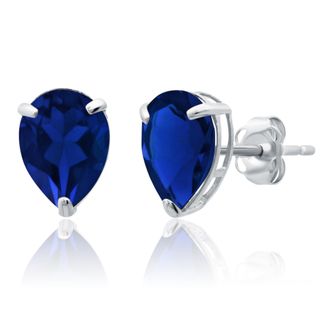 MAX + STONE 14k Yellow or White Gold Teardrop 8mm Gemstone Pear Shape Stud Earrings