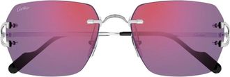 Cartier Rechthoekige Zonnebril - Dames - Zonnebrillen - Paars - 59 MM - Accessoires