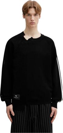 Yohji Yamamoto Logo Gebreide Trui - Heren - Ronde hals truien - Zwart - XS - Wol - Truien & Vesten