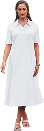 Jessica London Notch Neck Midi Dress in White at Nordstrom, Size Medium