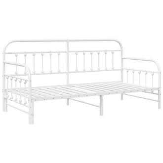 Berkfield Home Daybed Frame with Trundle White 90x200 cm Steel