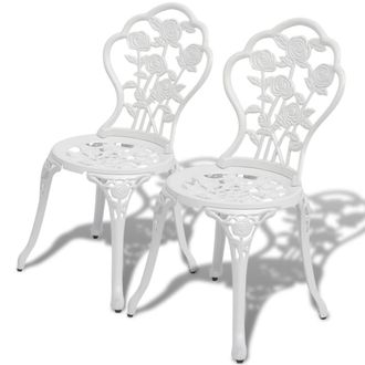 vidaXL Vidaxl - Sillas De Jard&iacute;n Bistr&oacute; 2 Unidades Aluminio Fundido Blanco