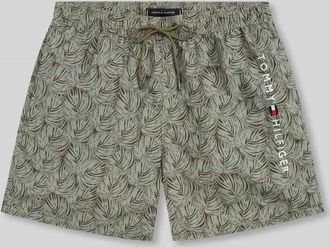 Tommy Hilfiger Regular Fit Badehose mit Logo Print in Oliv, Gr&ouml;&szlig;e XXL