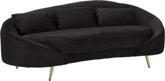 Mauro Ferretti Sofá 3 plazas de tela negra 185x84x68 cm