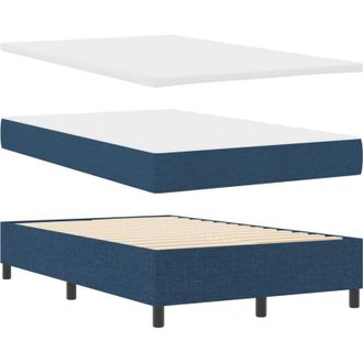 vidaXL Box Spring Bed with Headboard Blue 120 x 190 cm Fabric vidaXL