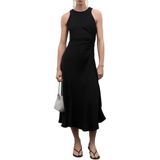 Mango Gathered Sleeveless Maxi Dress in Black at Nordstrom Rack, Size 6
