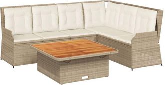vidaXL Set Muebles De Jard&iacute;n 5 Pzas Con Cojines Rat&aacute;n Sint&eacute;tico Beige Vidaxl