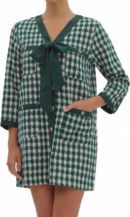Entro Audrey V-Neck Button Up Dress In Green