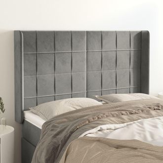 vidaXL Cabecero Con Orejas De Terciopelo Gris Claro 147x16x118/128 Cm Vidaxl