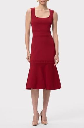 H&eacute;rve L&eacute;ger The Camille Flute Hem Dress in Cabernet at Nordstrom Rack, Size Medium