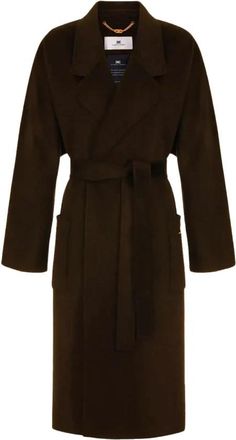 Elisabetta Franchi Wool Wrap Coat - Dames - Jas met riem - Bruin - S - Wol - Jassen