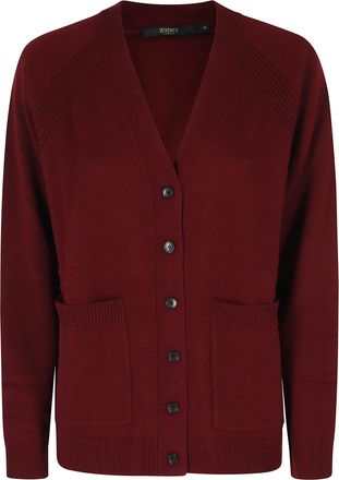 Seventy Relaxed Fit Wool Cardigan with V-Neck and Ribbed Trim