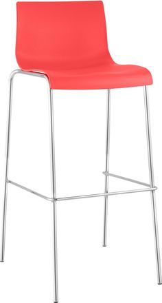 Clp Taburete Hover Con Base De 4 Pies Rojo Cromado