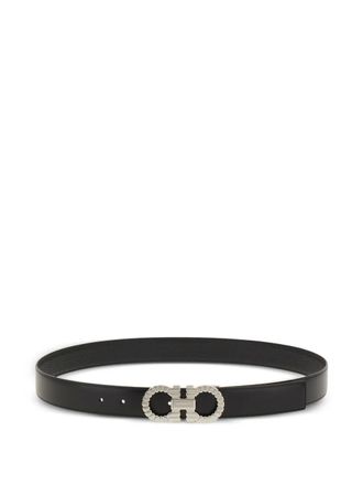 Ferragamo topstitched gancini buckle belt - men - CALFSKIN - 115 - Black