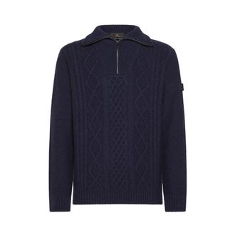 Peuterey Truien & Vesten, Heren, Blauw, M, Wol, Shetland Wool Pullover met Rits