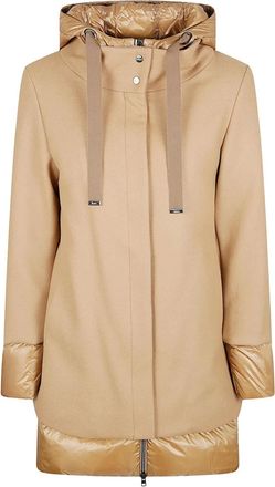 Herno hooded jacket - women - Nylon/Virgin Wool/Nylon/Down/Feather - 44 - Neutrals