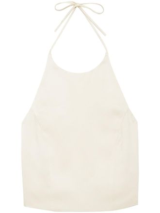 Anine Bing Leslie silk halterneck top - Neutrals