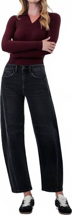 Flying Monkey High Rise Ankle Barrel Leg Jean In Black