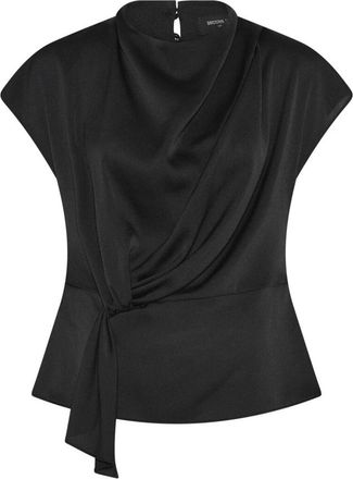 Bruuns Bazaar Zwarte Blouse met Drapering - Dames - Blouses - Zwart - L - Polyester - Overhemden