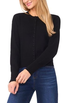 CeCe by Cynthia Steffe Rib Cardigan in Rich Black at Nordstrom, Size X-Large