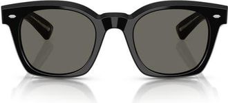 Oliver Peoples Merceaux 50mm Rectangular Sunglasses in Black /Carbon Grey at Nordstrom