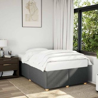 Berkfield Home Bed Frame without Mattress Dark Grey&not;Double Fabric in Grey | Size: Double