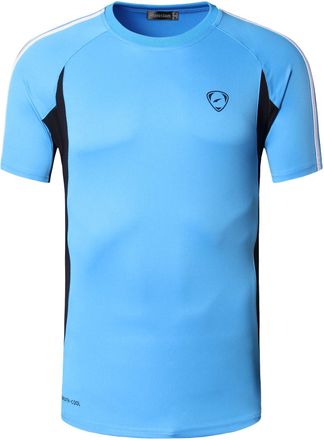 Jeansian Jeansian Mens Sports Breathable Short Sleeve T-Shirts Tee Tops Running Training LSL147 Blue XL