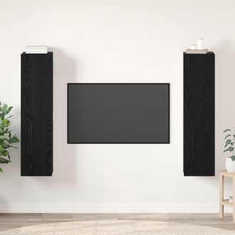 Berkfield Home TV Cabinet 4 pcs Black oak 30.5 x 30 x 60 cm Engineered wood